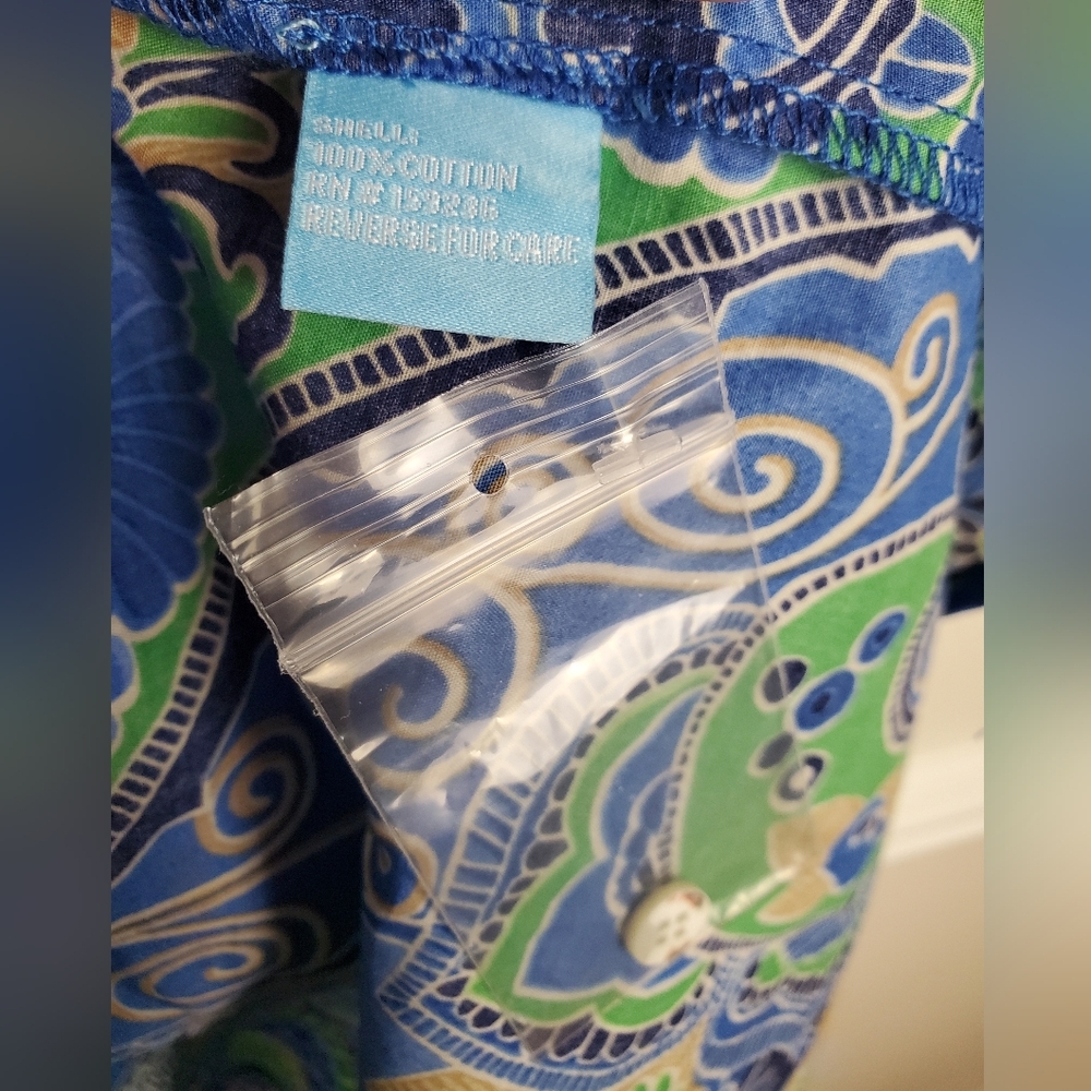 J. McLaughlin Blue Green Paisley Shirt Dress - Picture 4 of 10